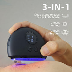 NHO Electric Fascia Knife with heating and LED lights for ambient sessions.