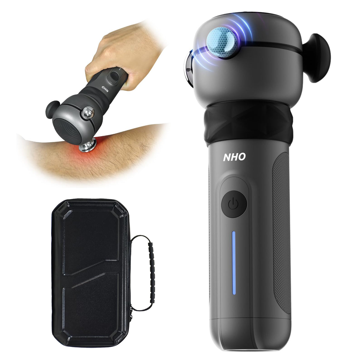 NHO Massage Gun demonstrating 3D vibration for fascia release