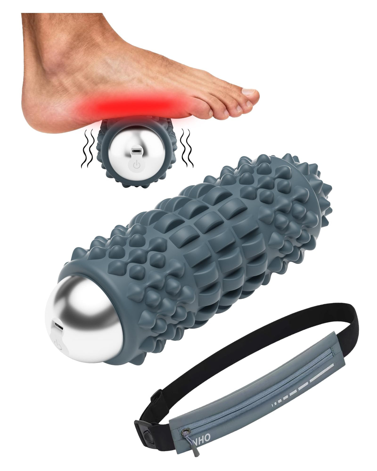 NHO vibrating ball with corn design provides stable, targeted pressure for fascia work.
