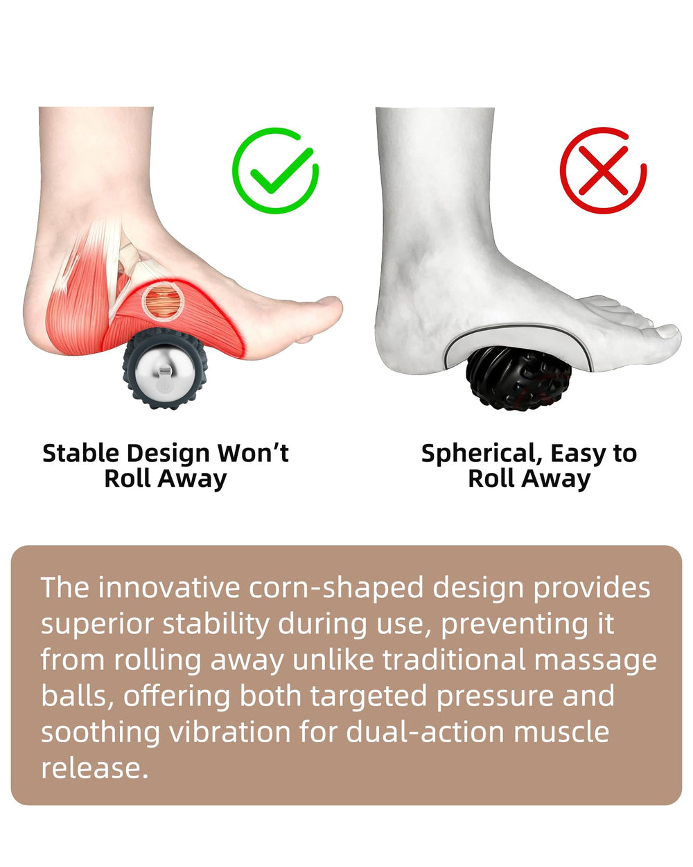 NHO silicone-surface ball with small nodules targets trigger points effectively.
