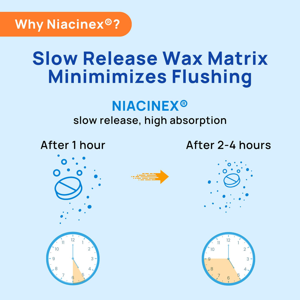 Niacinex bottle back label highlights vegan ingredients and no common allergens