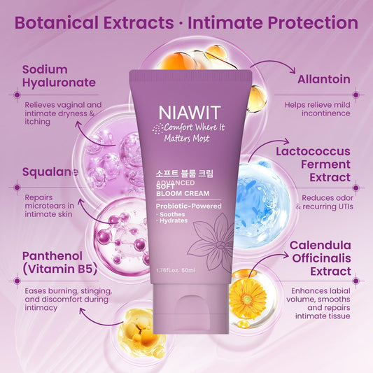 NIAWIT Estrogen Cream texture swirl highlights rich moisture and smooth feel.