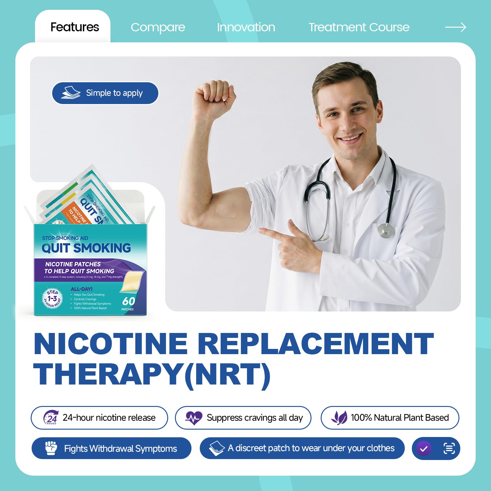 NicDuic quit-smoking patch 14mg; steady release for reduced withdrawal.