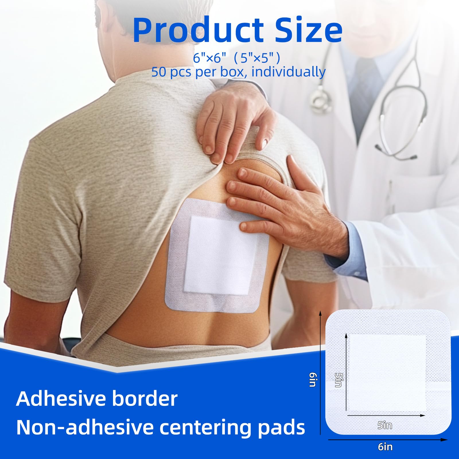 Niceful sterile dressings show 50-unit packaging for ready care.