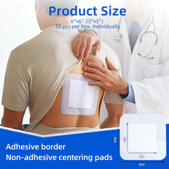 Niceful sterile dressings show 50-unit packaging for ready care.