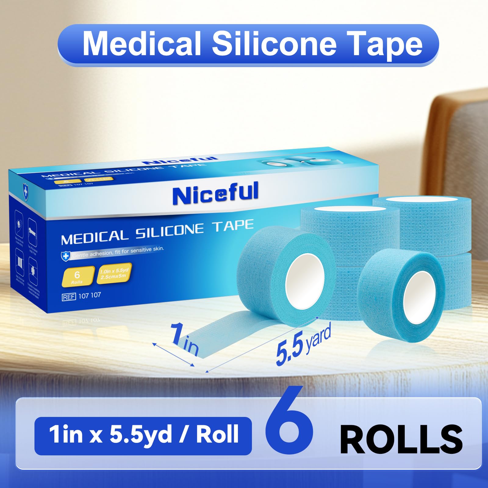 Niceful silicone medical tape delivers pain-free removal with a latex-free, skin-friendly adhesive.