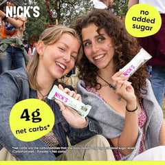 NICK'S Mint Chocolate nutrition label highlights 4g net carbs and no added sugar.