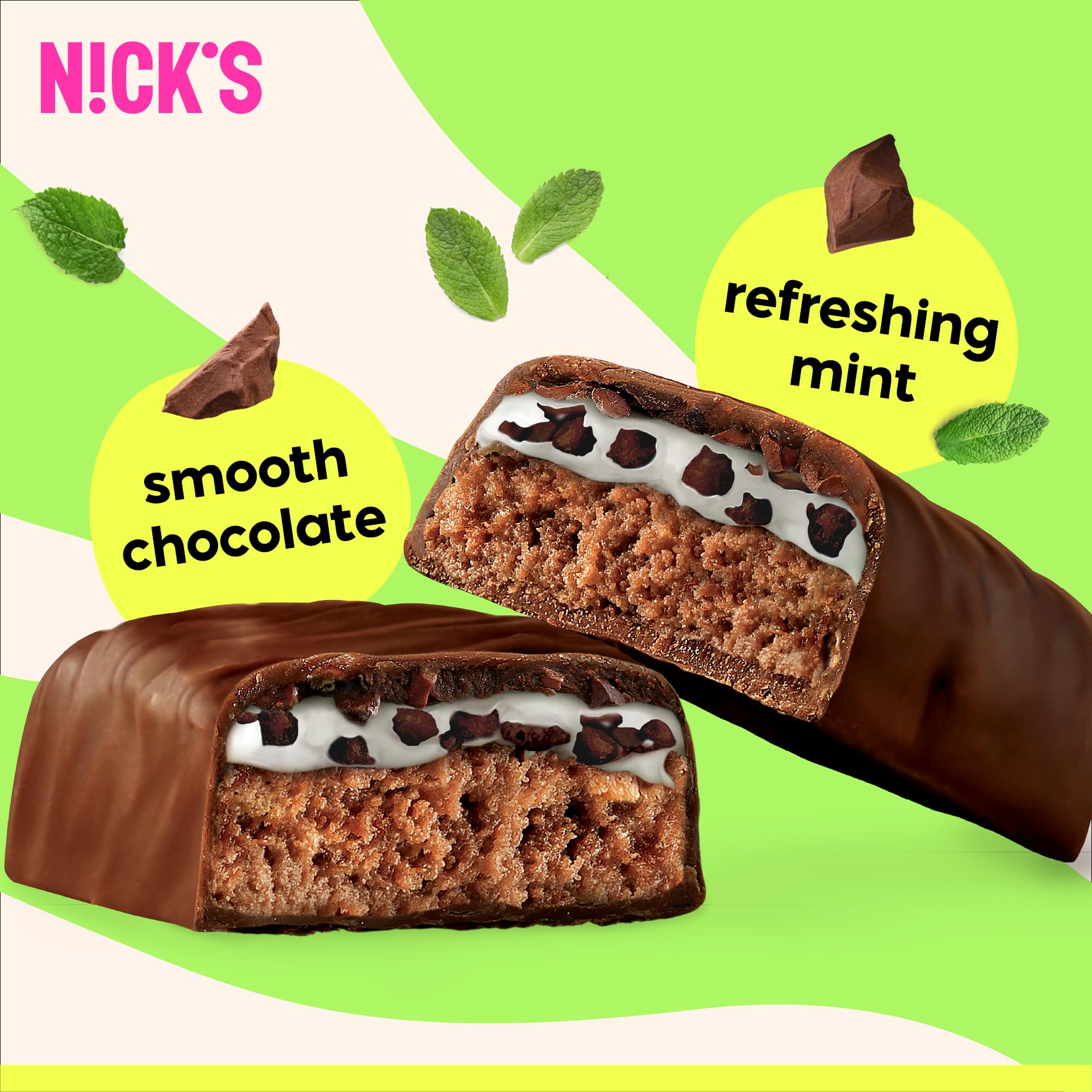 NICK'S Mint Chocolate ingredients list includes whey, milk, and collagen peptides.
