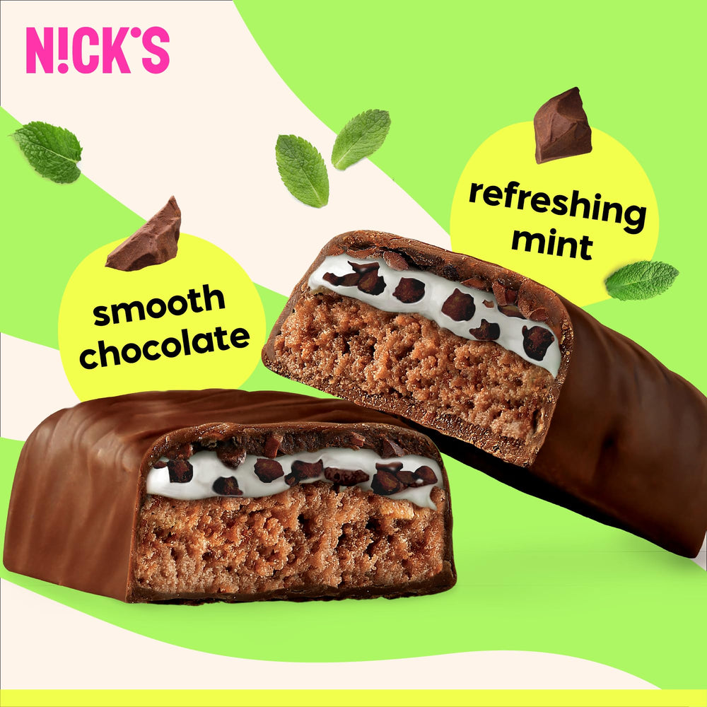 NICK'S Mint Chocolate ingredients list includes whey, milk, and collagen peptides.