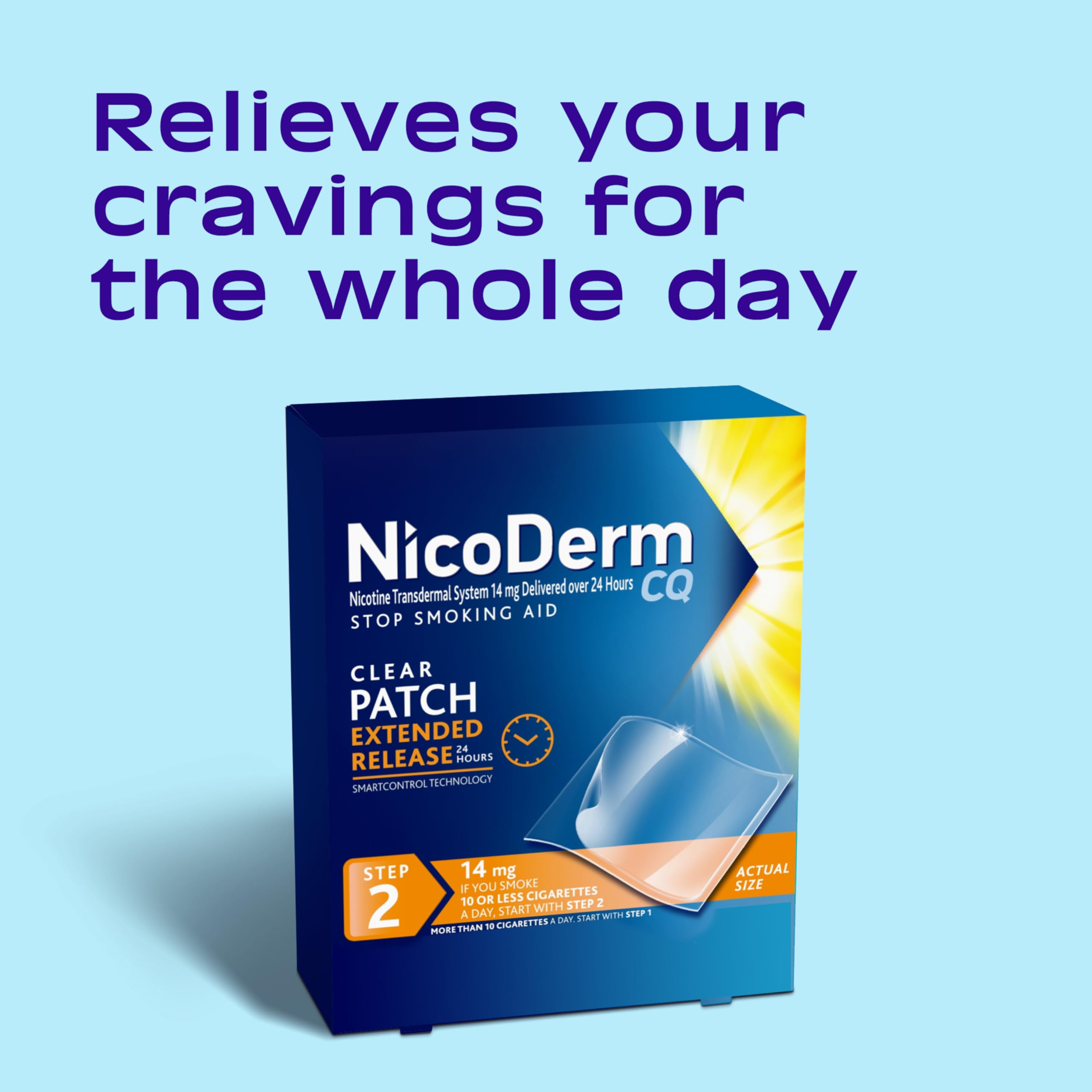 NicoDerm CQ Step 2 patch pack open ready for single daily wear.
