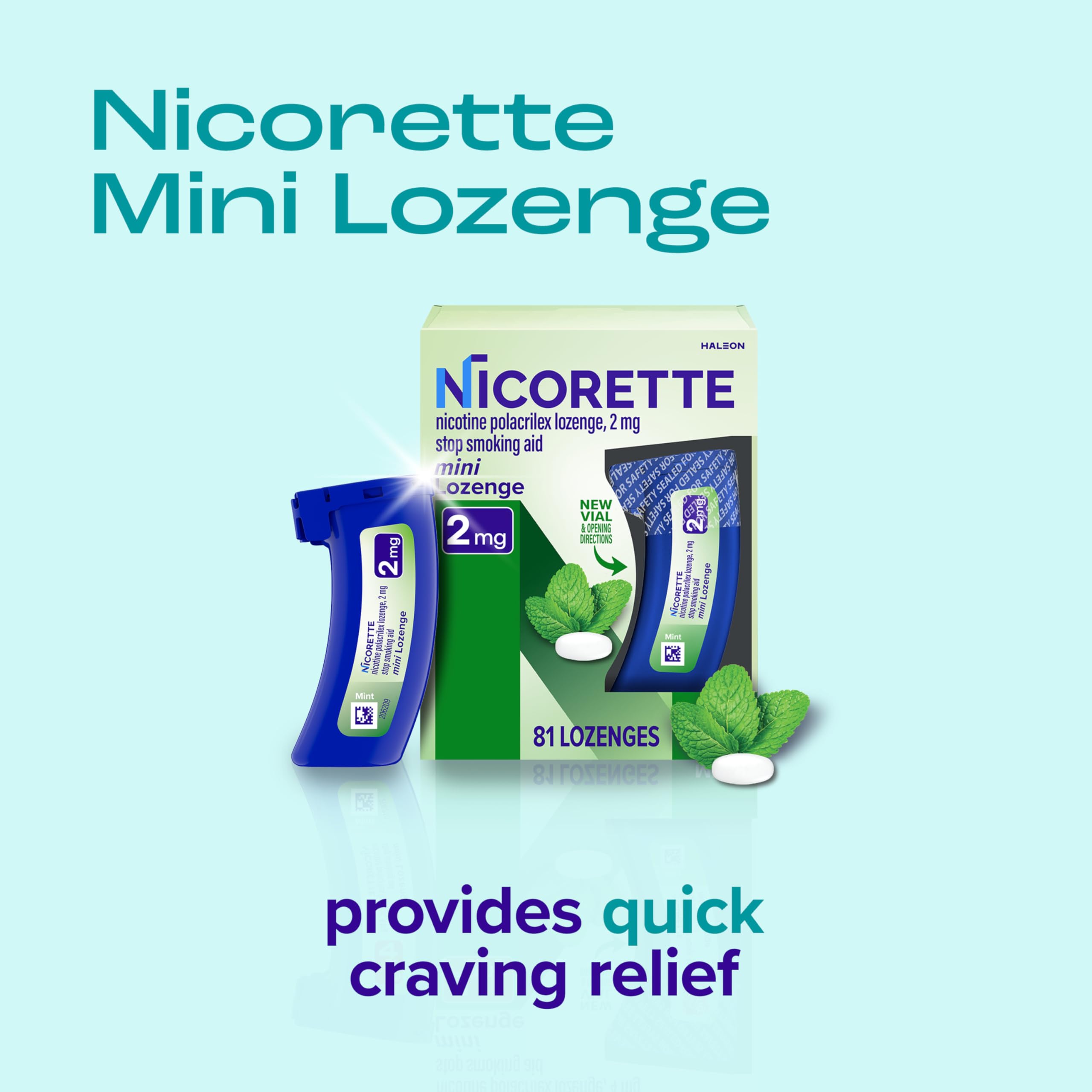 Discreet usage: Nicorette mint lozenges kept in pocket-sized dispenser.