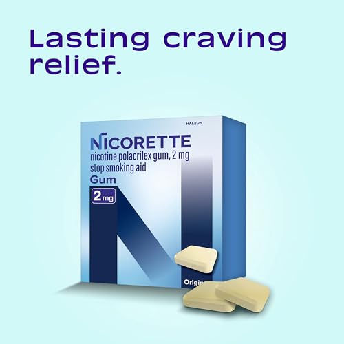 Nicorette 2 mg gum uncoated chew form for easy craving relief