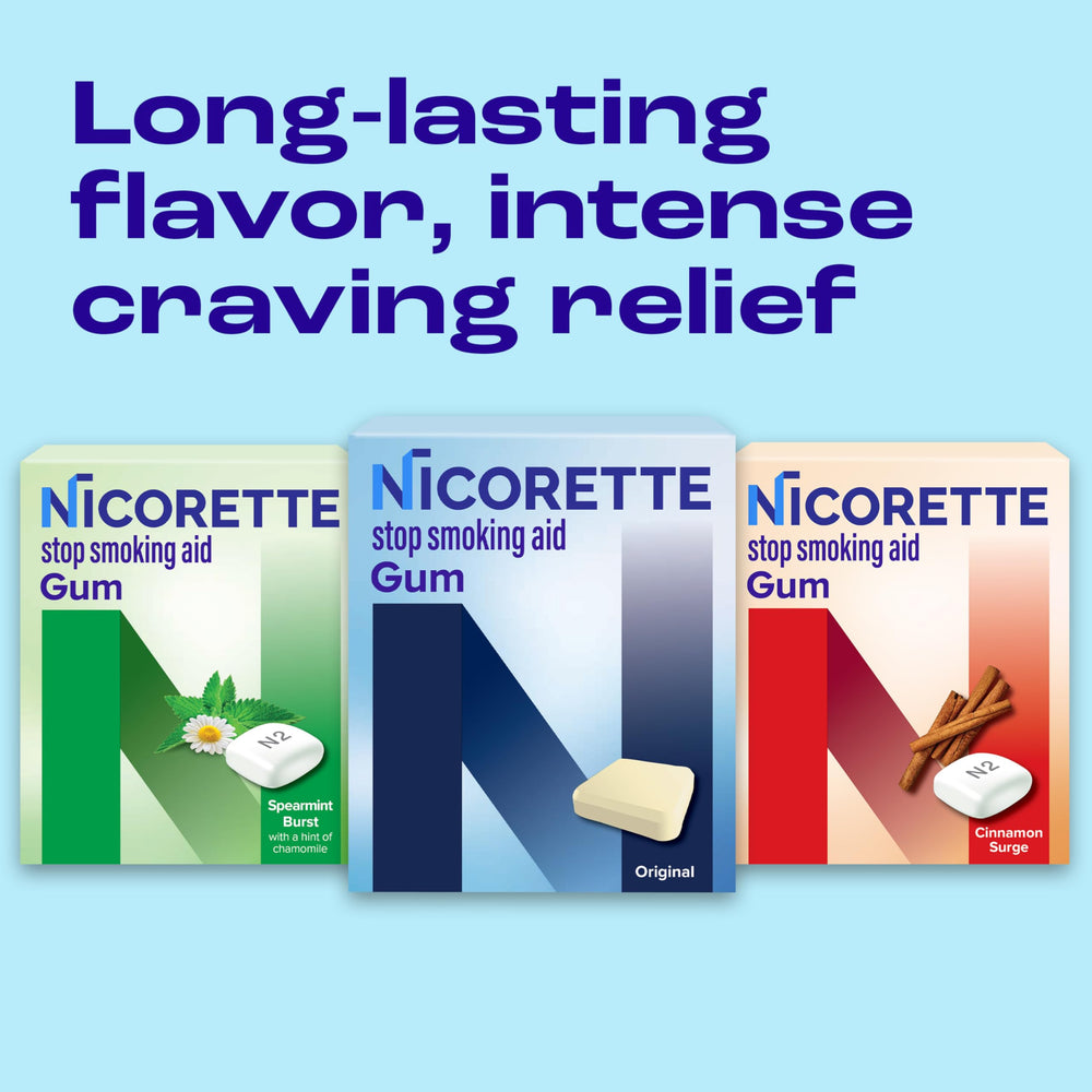 Close-up of cinnamon-surge gum pieces highlighting long-lasting flavor and nicotine delivery.