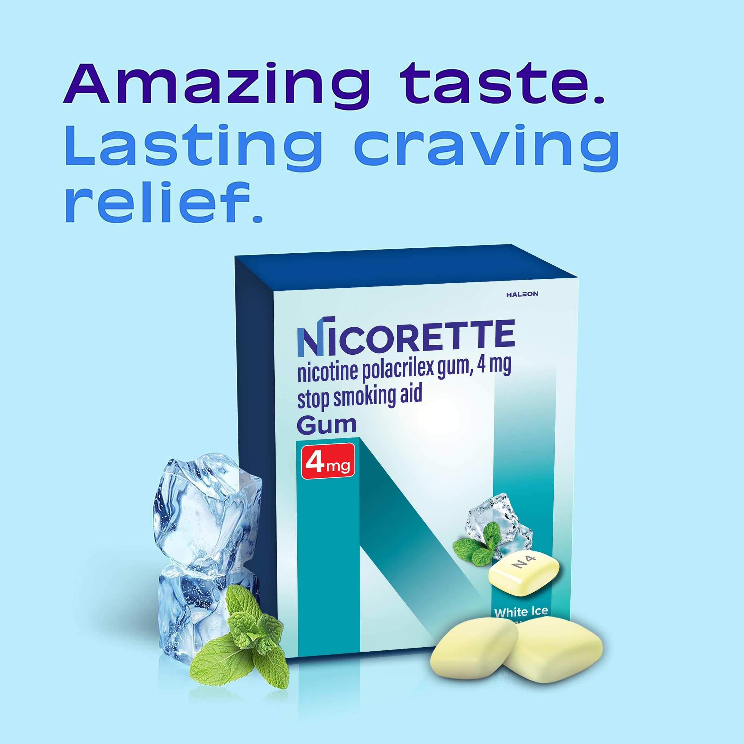 Nicorette 4 mg gum inner blister pack for on-the-go relief