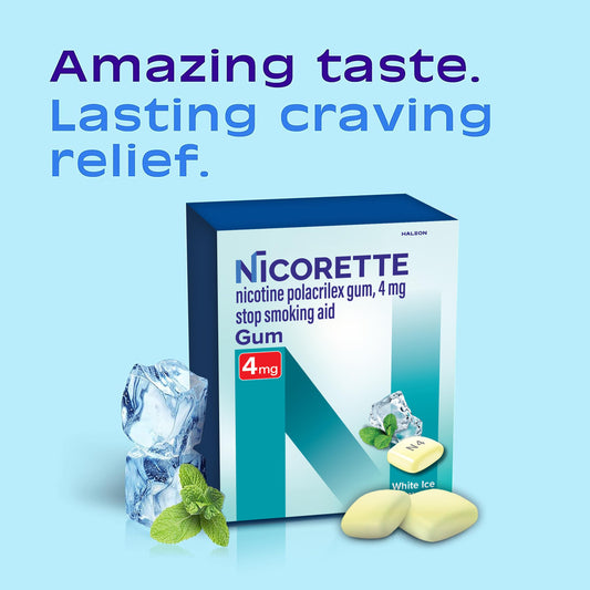 Nicorette 4 mg gum inner blister pack for on-the-go relief