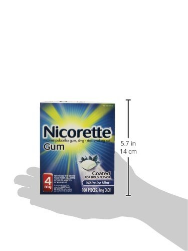 Nicorette 4mg White Ice Mint gum pieces for cravings relief on the go.