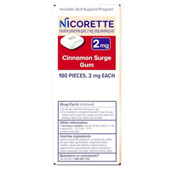 Nicorette Cinnamon Surge packaging top view emphasizes convenience.
