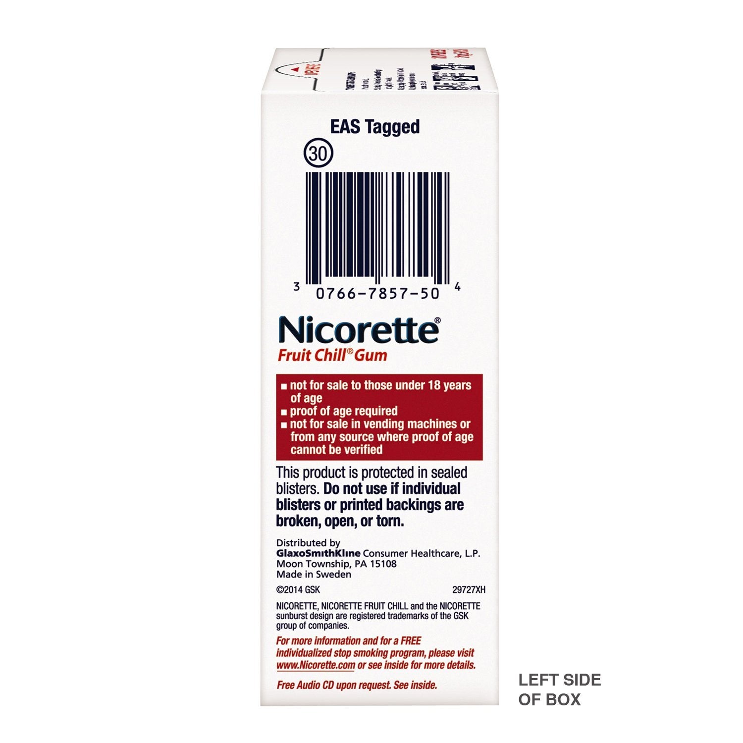 Nicorette Fruit Chill flavor label signaling refreshing taste
