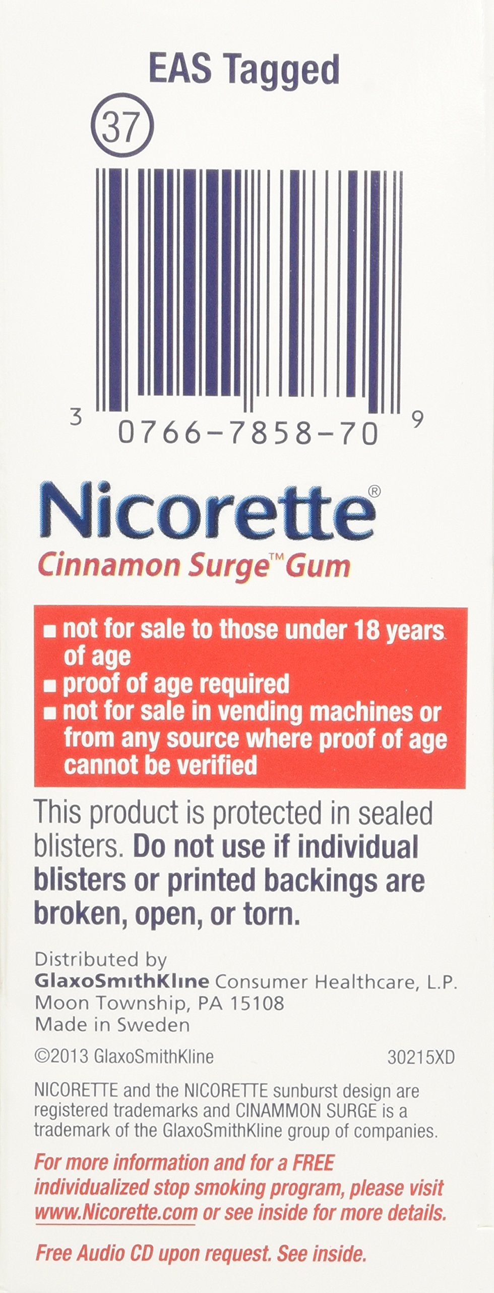 Nicorette Gum Cinnamon Surge 4mg packaged display for easy grabbing