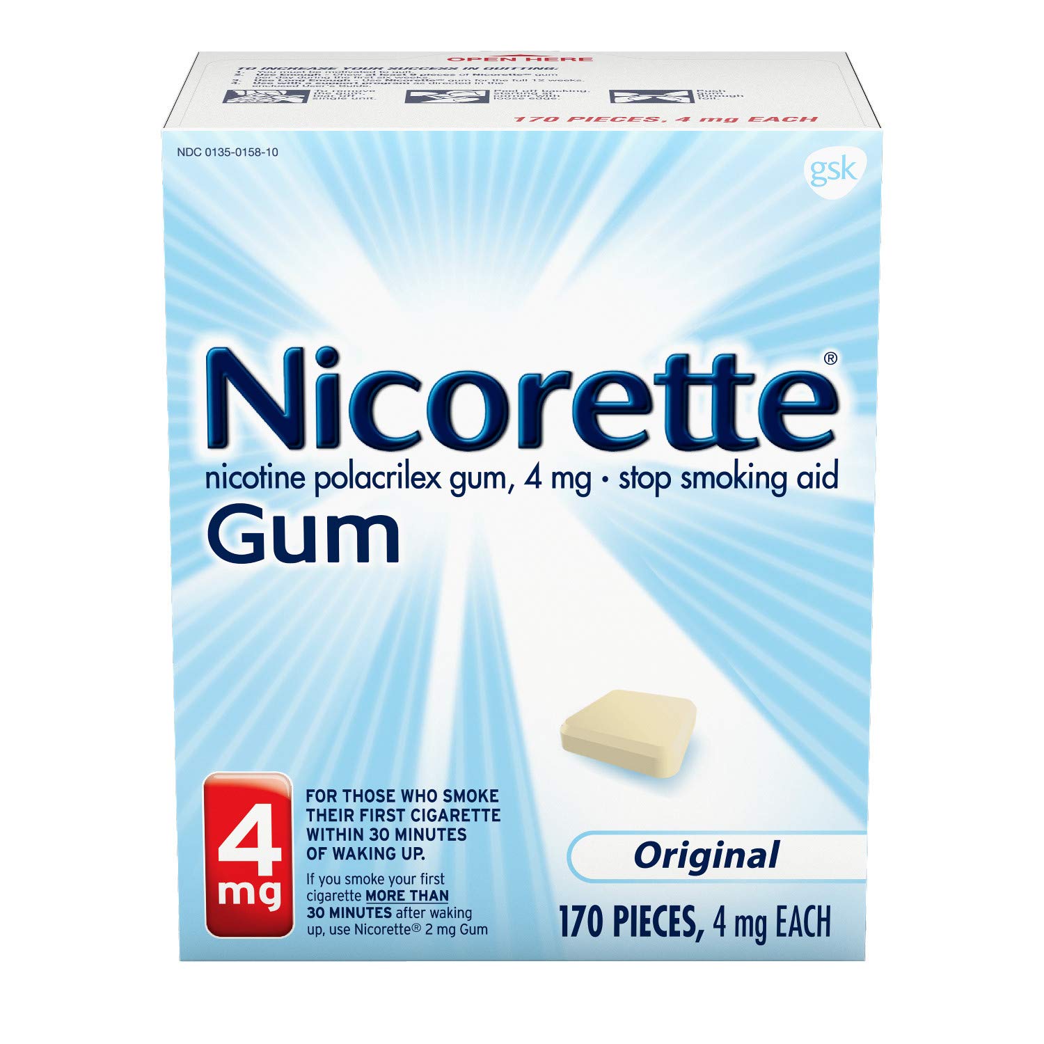Nicorette Gum 4 mg Original refill packshot shows the product for quit smoking support.