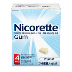 Nicorette Gum 4 mg Original refill packshot shows the product for quit smoking support.