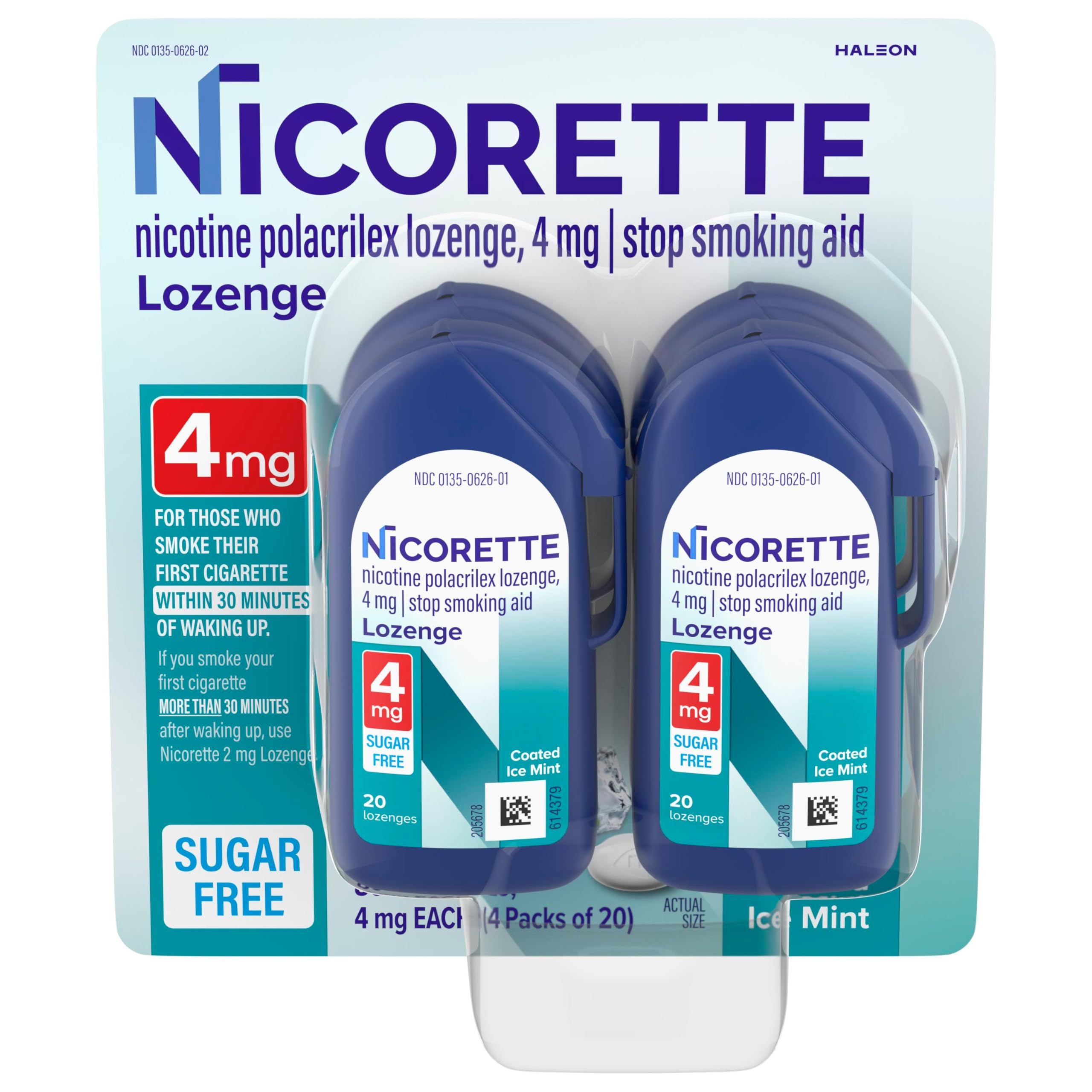 Nicorette Ice Mint lozenge box for on-the-go quit support.