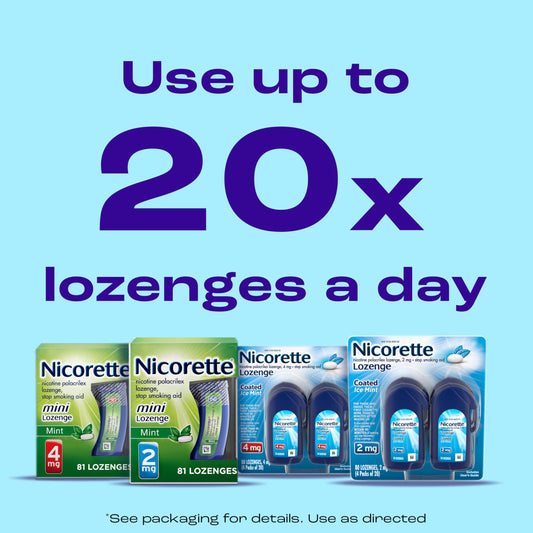 Nicorette Ice Mint lozenge coating detail highlights smooth texture for easy use