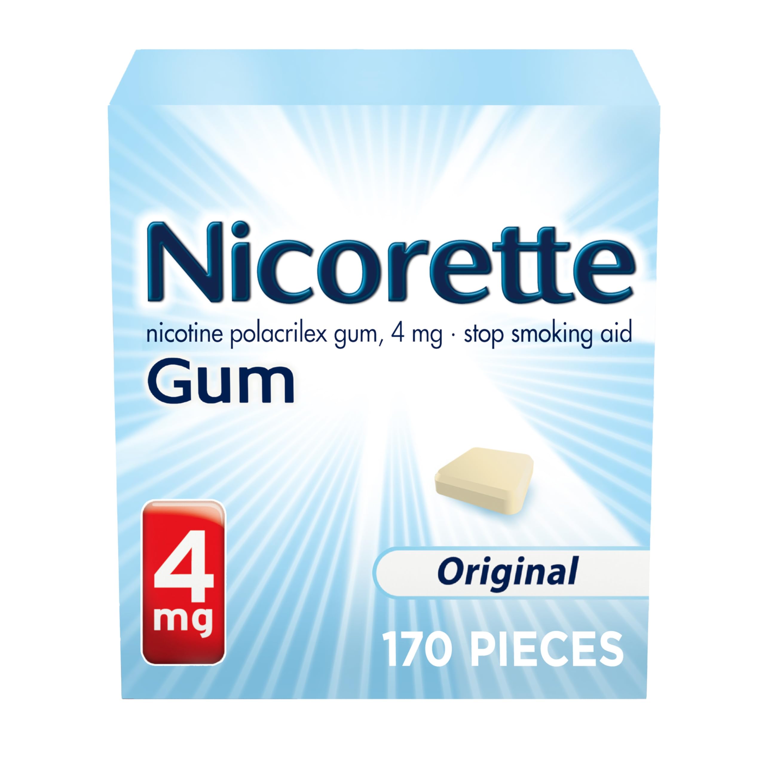 Nicorette 4 mg original gum bottle close-up for easy craving relief