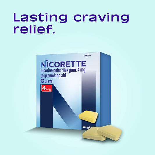 Nicorette original stop smoking gum box with 110 pieces.