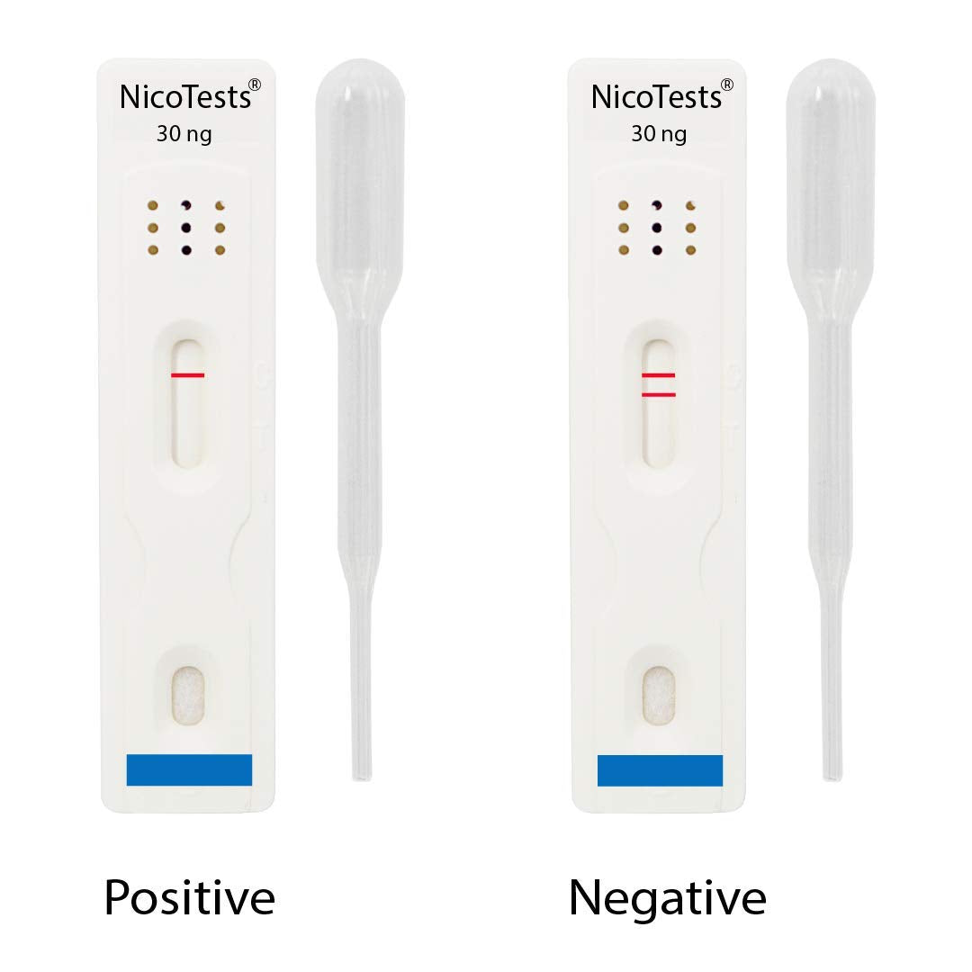 NICOTESTS Saliva Nicotine Test 5-Pack instruction manual showing clear steps for accurate collection.