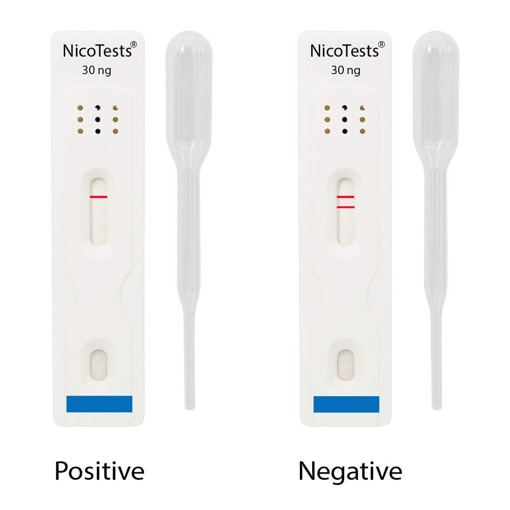 NICOTESTS Saliva Nicotine Test 5-Pack instruction manual showing clear steps for accurate collection.