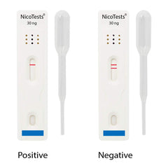 NICOTESTS Saliva Nicotine Test 5-Pack instruction manual showing clear steps for accurate collection.
