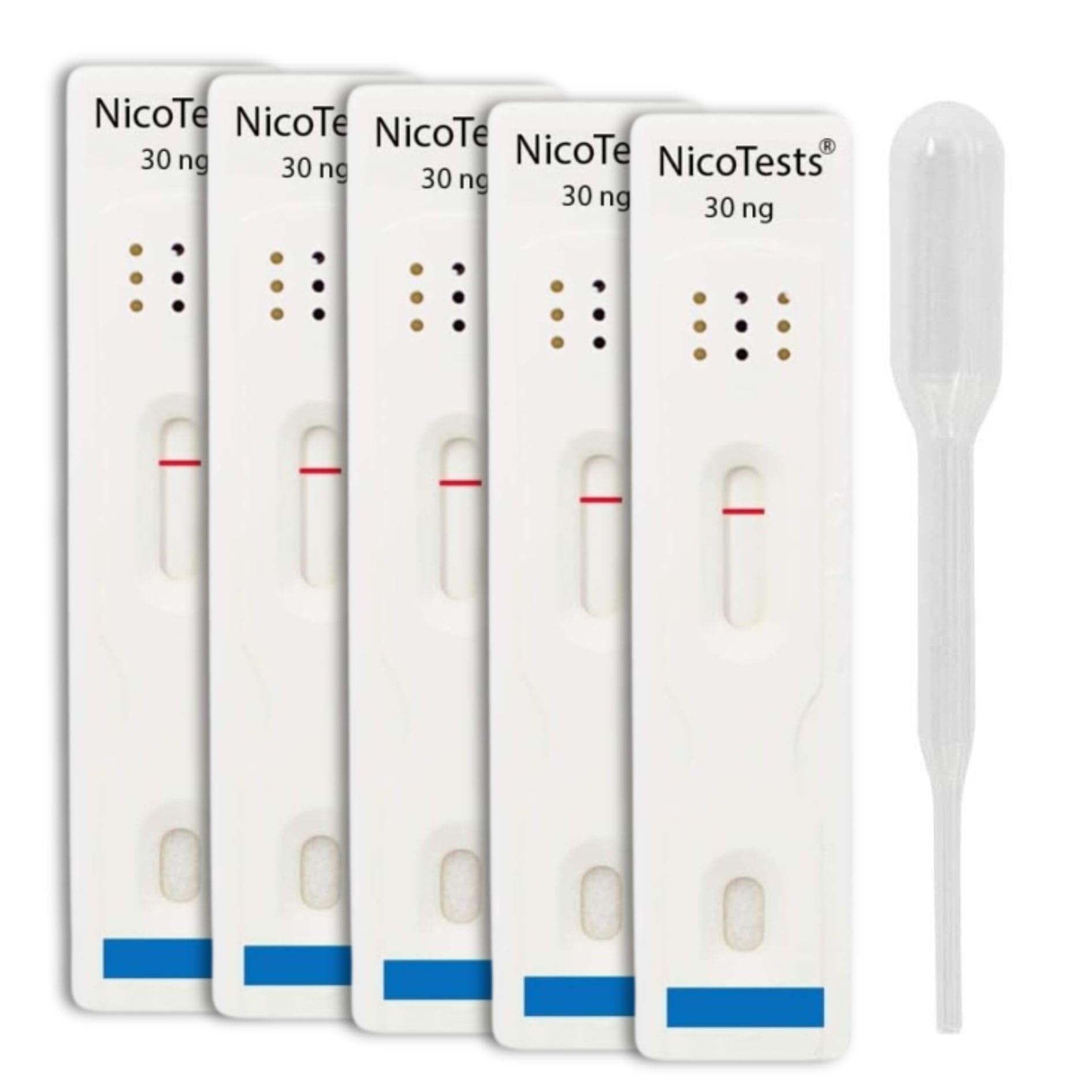 NICOTESTS Saliva Nicotine Test 5-Pack test tube demonstrates easy sample handling.