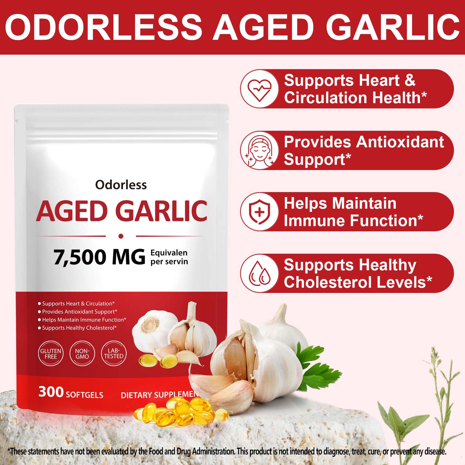 NIFEISHI label detail emphasizes 600-count non-GMO organic garlic origin