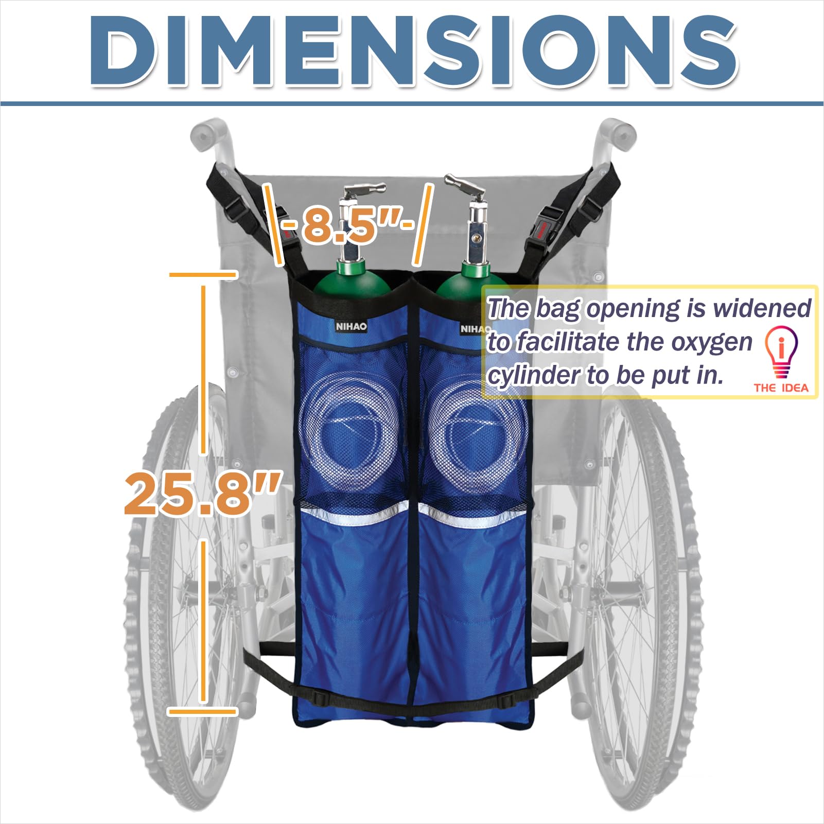 NIHAO oxygen bag in use during a caregiver assisted outing