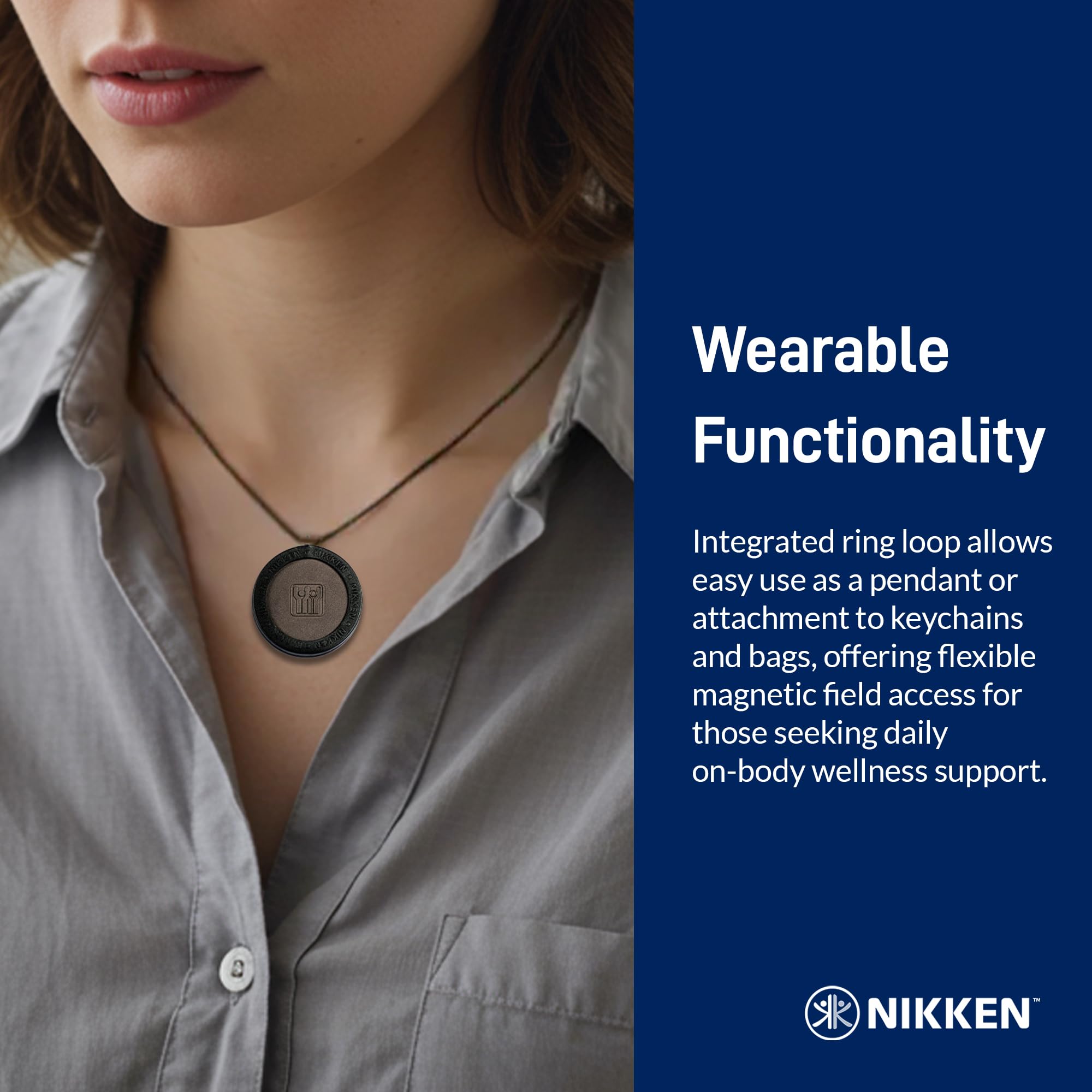 Nikken Kenko PowerChip Black packaging, compact pull-and-go design for on-the-go use.