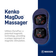 Nikken MagDuo magnetic spheres rolling over skin to ease muscles.