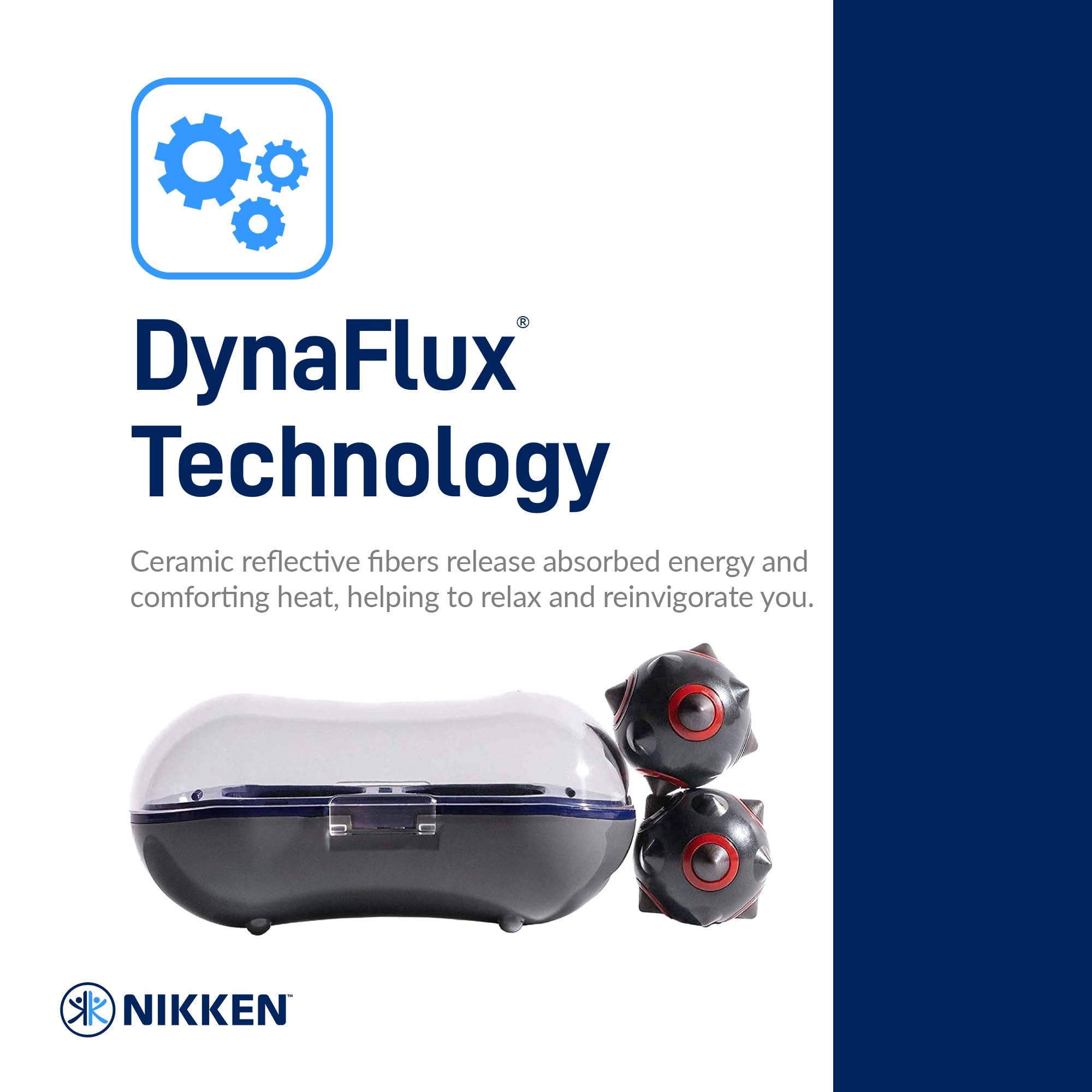 Nikken MagDuo non-invasive stimulation for a calming massage experience.