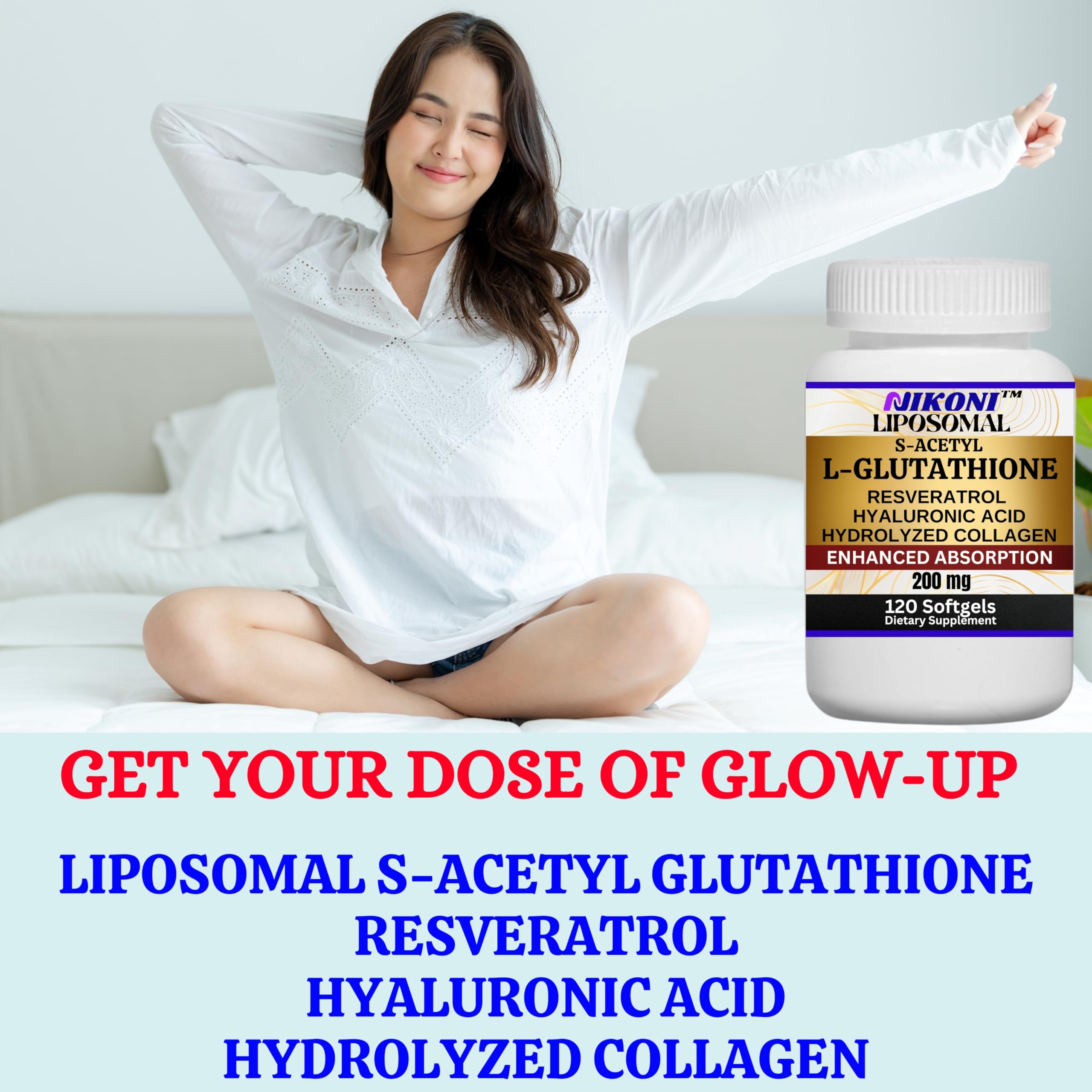 Nikoni hyaluronic acid visual focusing on skin hydration.
