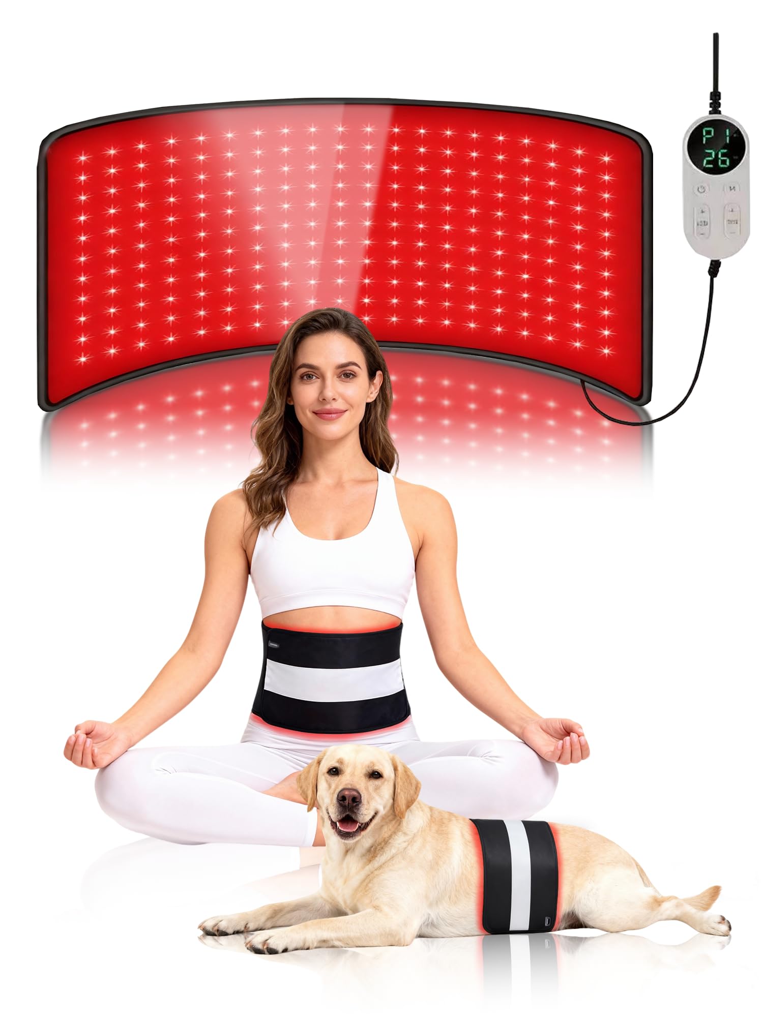 NingNei red light therapy mat front view showing full-area coverage for back and hips.