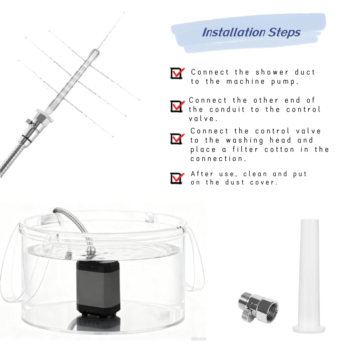 NINXIMI six nozzle set showcasing versatile personal cleansing options