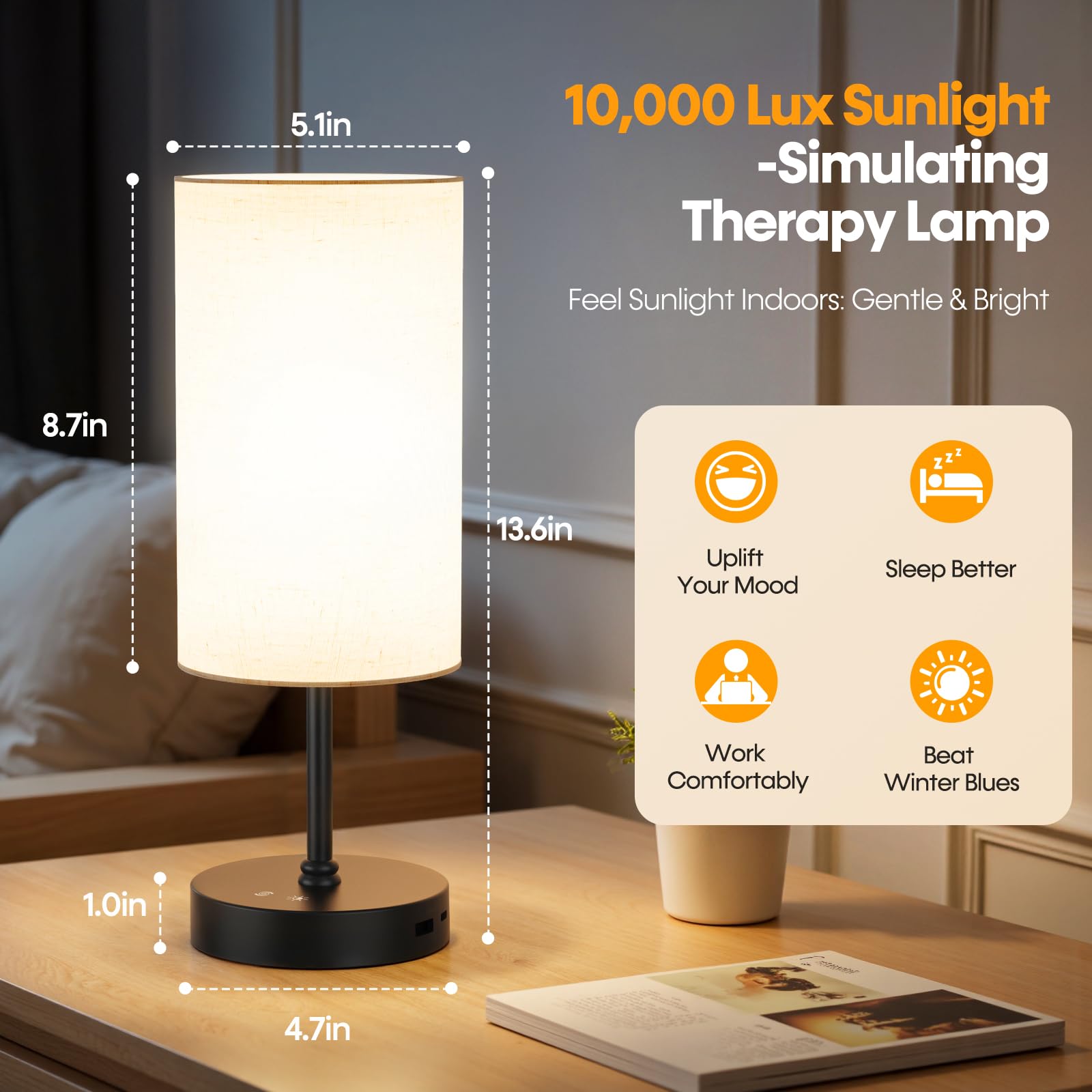 NIORSUN lamp provides 360-degree illumination for balanced, glare-free light in any room.