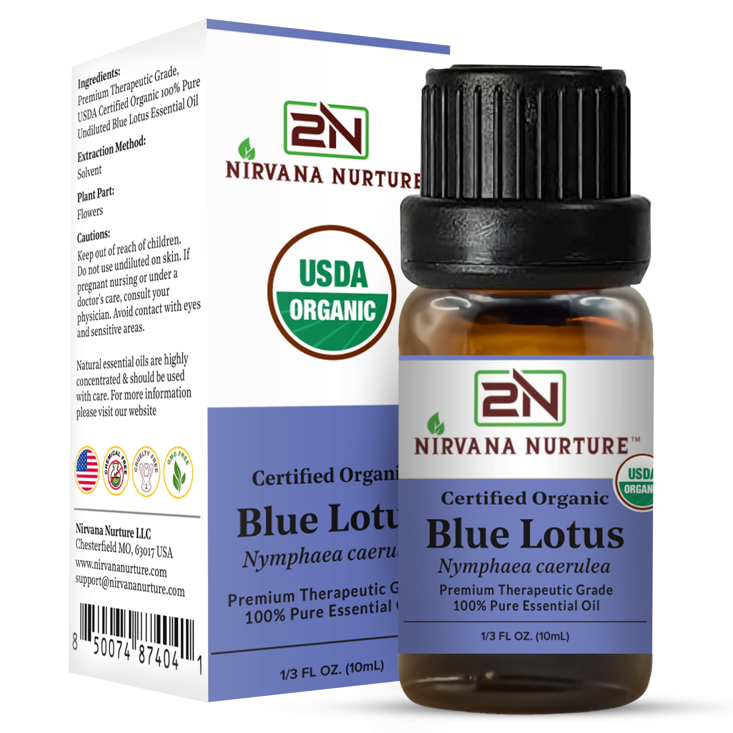Nirvana Nurture Blue Lotus packaging line highlighting premium organic quality
