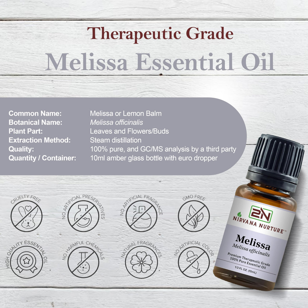 Nirvana Nurture Melissa oil in diffuser setup for mood balance.