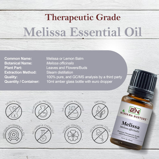Nirvana Nurture Melissa oil in diffuser setup for mood balance.