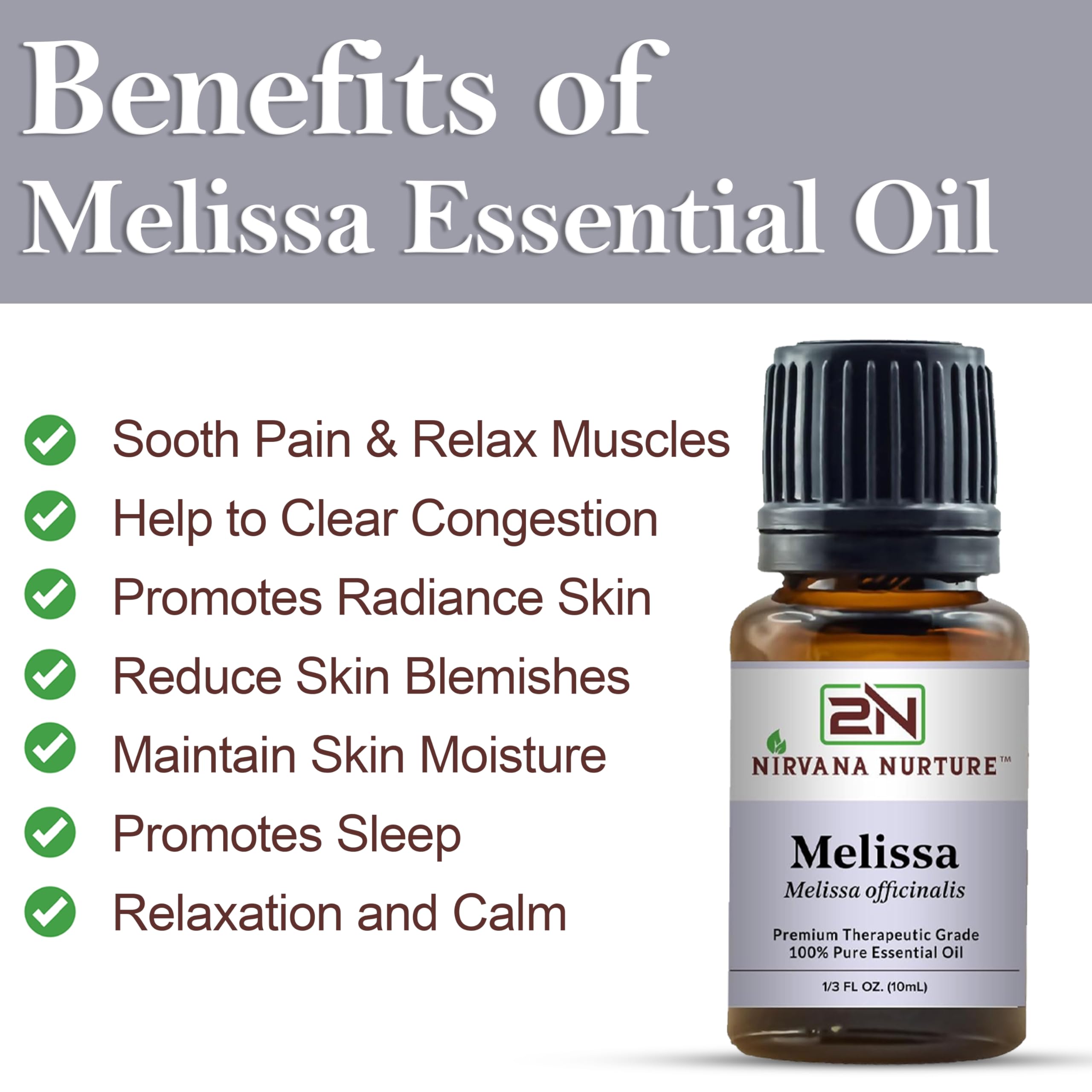 Close up of Nirvana Nurture Melissa oil dropper showing pure oil quality.