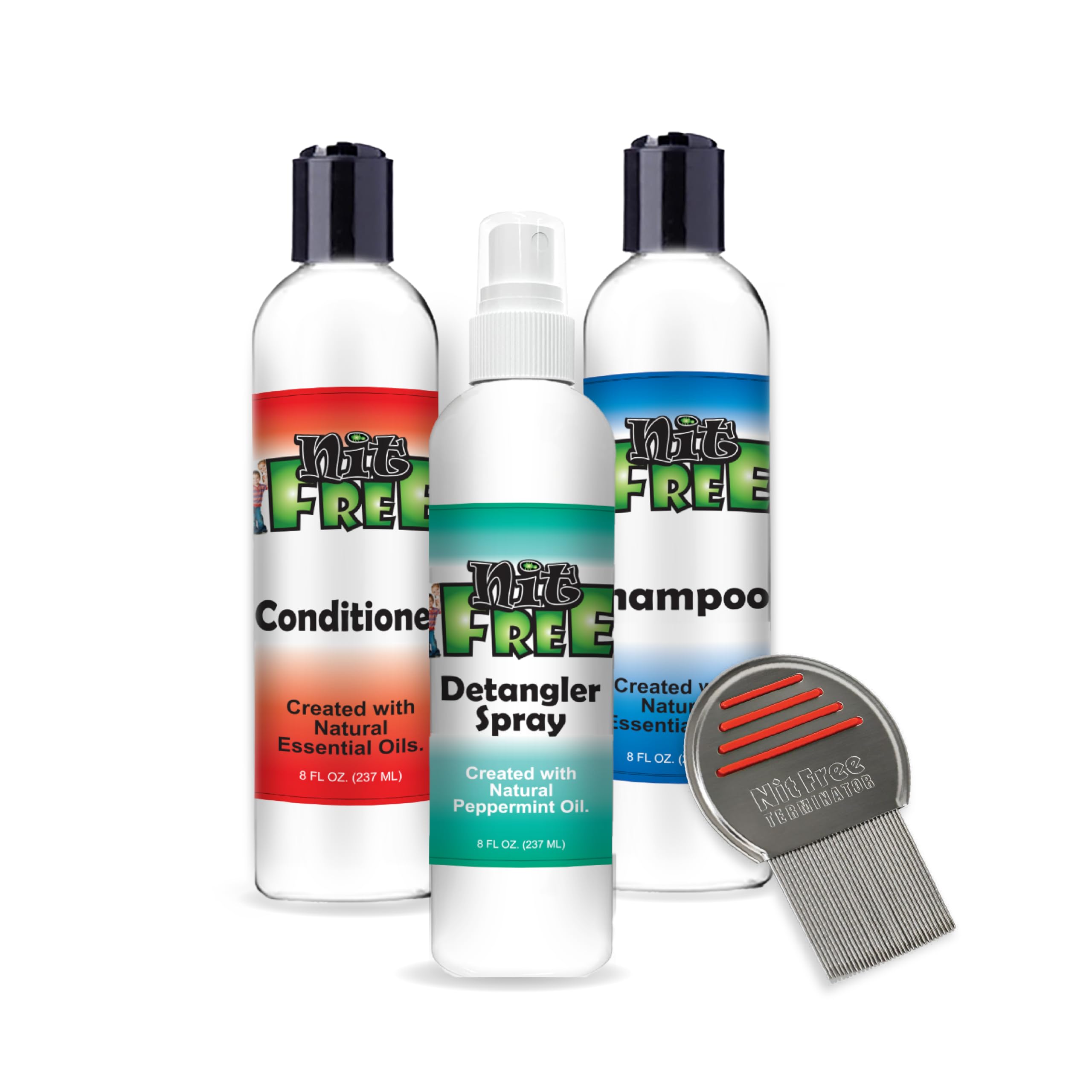 Nit Free Terminator Comb close-up for effective lice detection and precise combing.