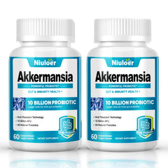 Niuloer Akkermansia probiotic bottle front for daily gut support.