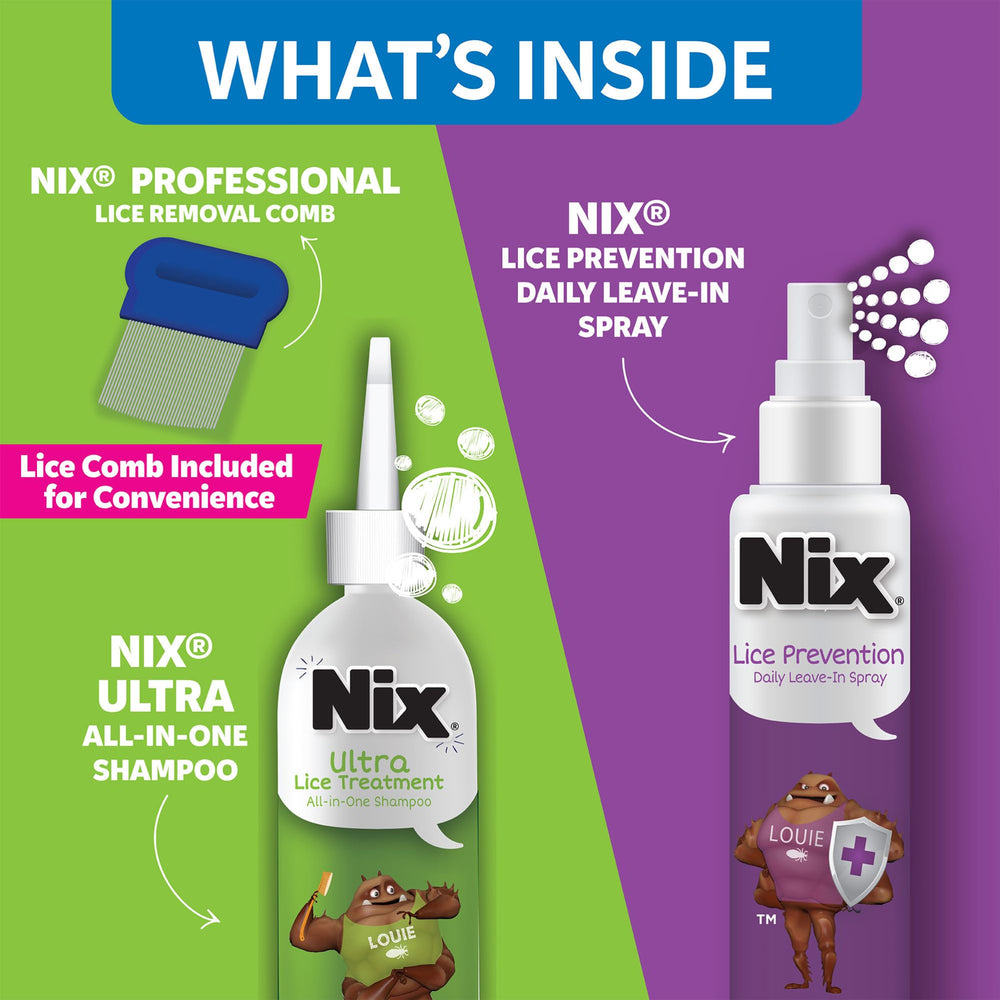 Nix Prevention Spray with rosemary, citronella, and lemongrass offers gentle protection