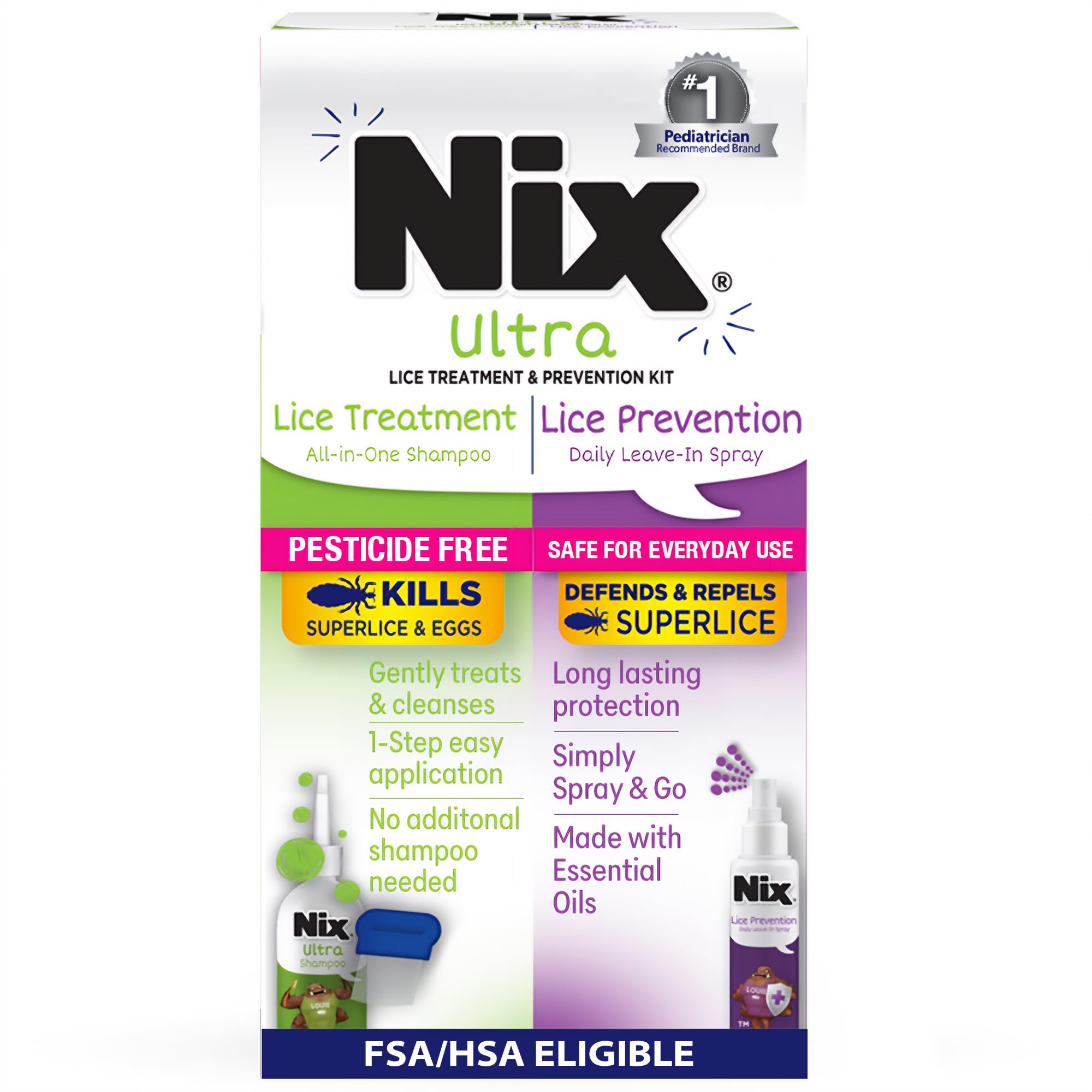 Nix Ultra All-in-One Shampoo kills lice and eggs for home treatment